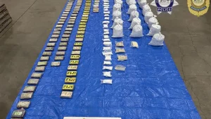 A huge haul of illicit drugs was found hidden inside industrial machinery at Port Botany in Sydney