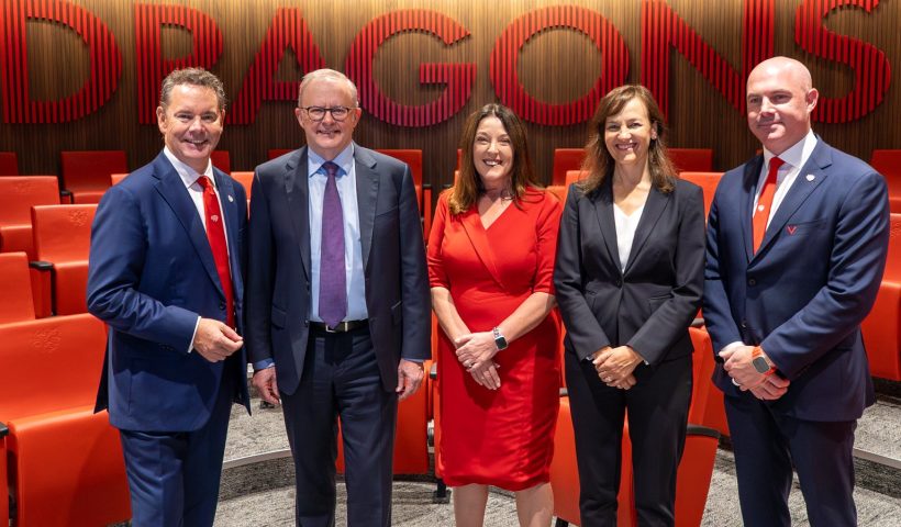Prime Minister Anthony Albanese joined Sport Minister Anika Wells and local representatives at the University of Wollongong Innovation Campus