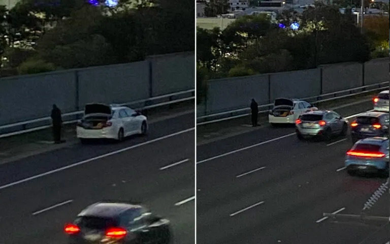 Muslim taxi driver pauses prayer on busy Perth freeway
