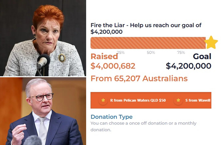 One Nation raises $4 million, challenges Albanese to reveal fundraising figures